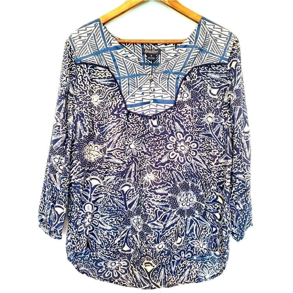 Lucky Brand Boho Floral Tunic Top Size Medium